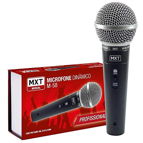 Microfone Dinâmico De Metal MXT M-58 Preto Cabo 3m